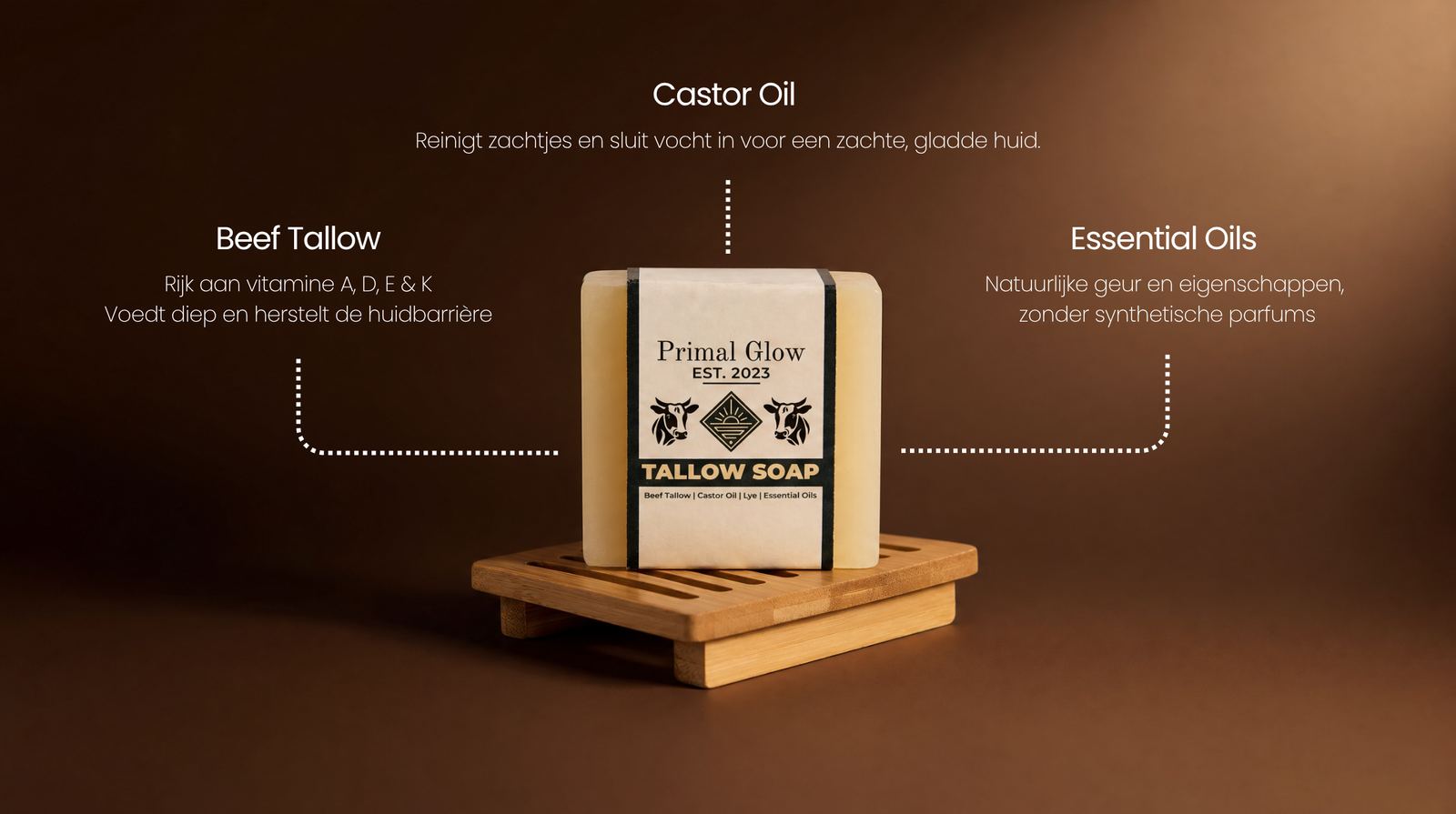 Primal Glow Beef Tallow Zeep, Natuurlijke Geur En Eigenschappen Zonder Synthetische Parfums