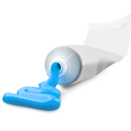 Witte tube met blauwe tandpasta